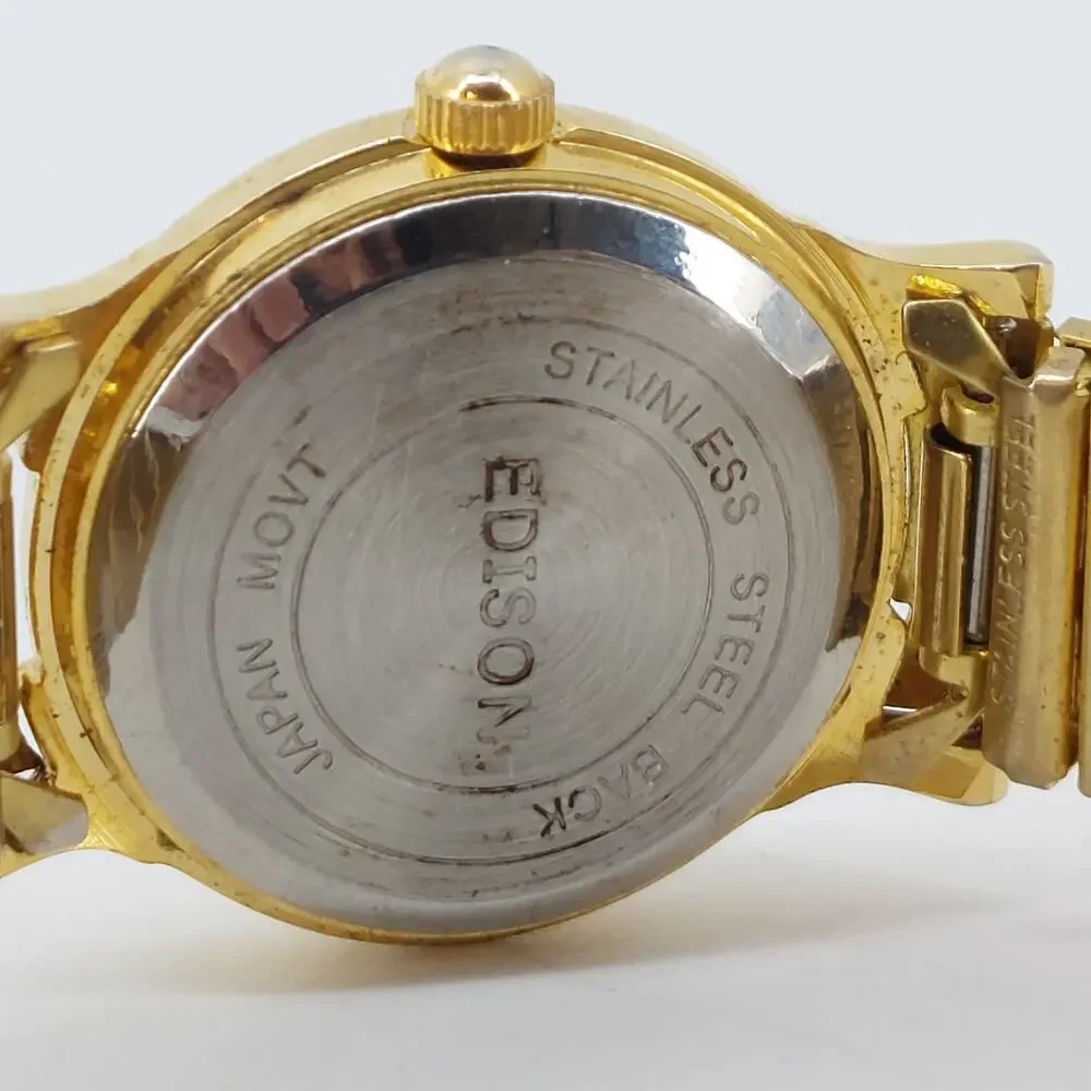 Edison Watch Gold Tone Bracelet Watch Wristwatch Japan Movt